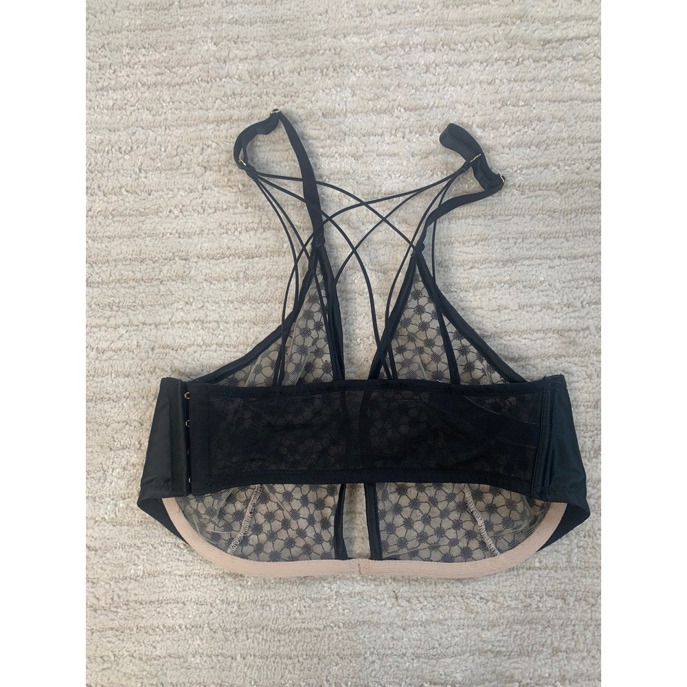 Victoria's Secret Luxe‎ Lingerie Starburst Sheer Unlined Black Plunge Bra 34 DD - Picture 7 of 13